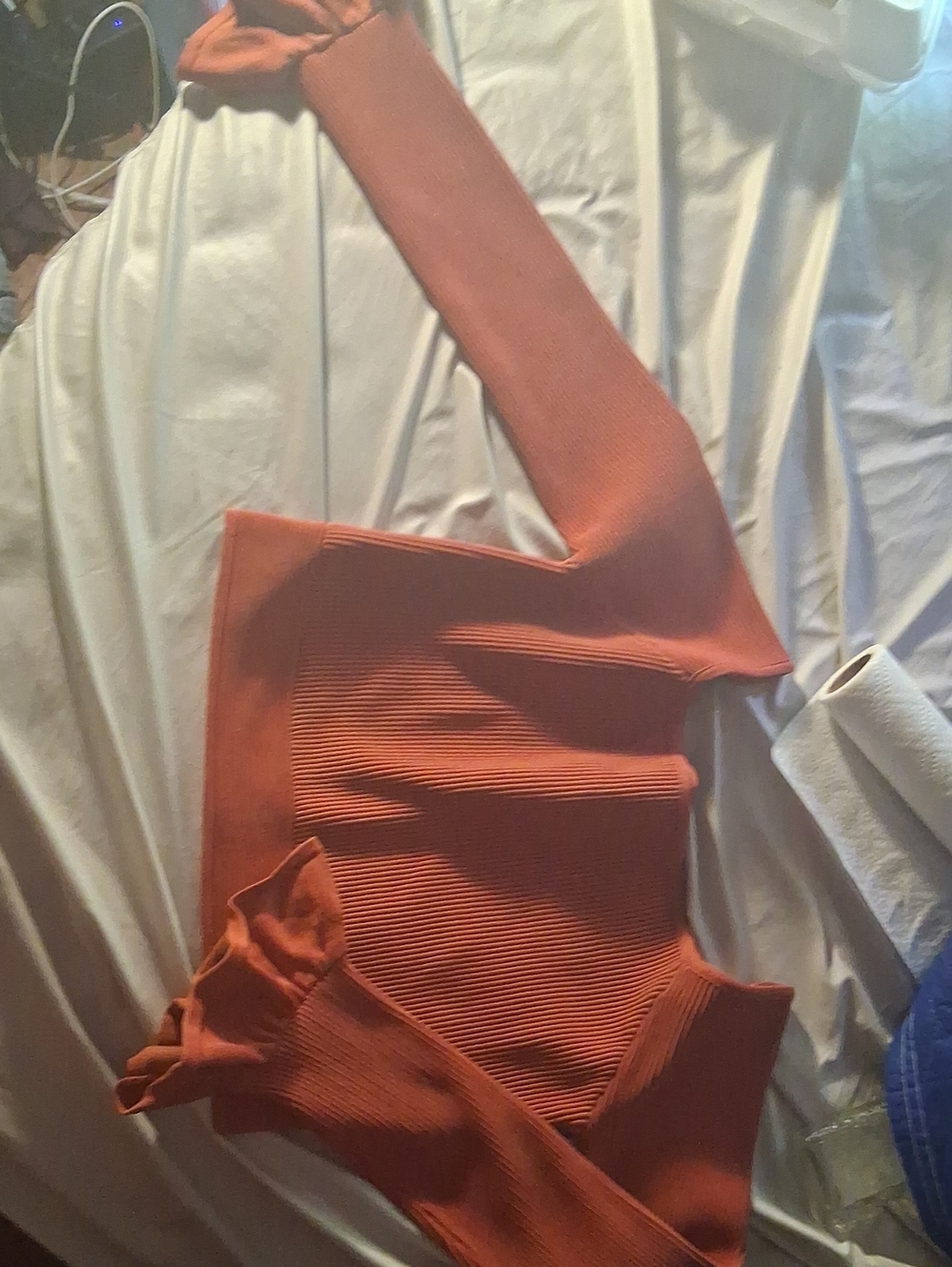 Gianni Bini Rust Ribbed Scoop-Neck Sweater